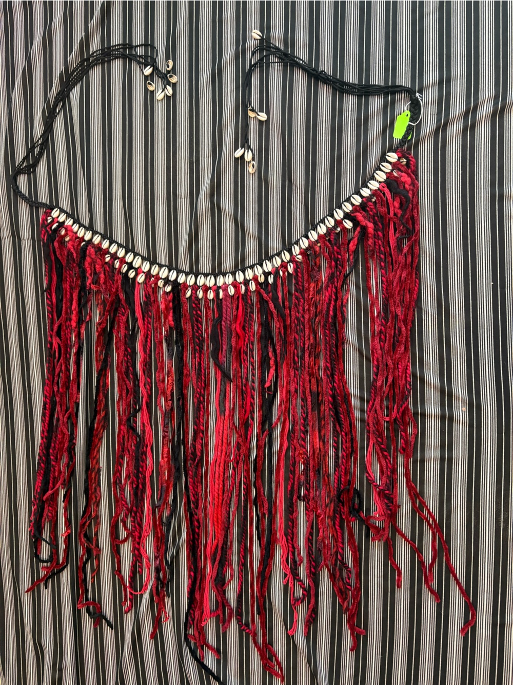 Handmade Red and Black Fringe Shell Belt - Women Accessories Tribal Style
